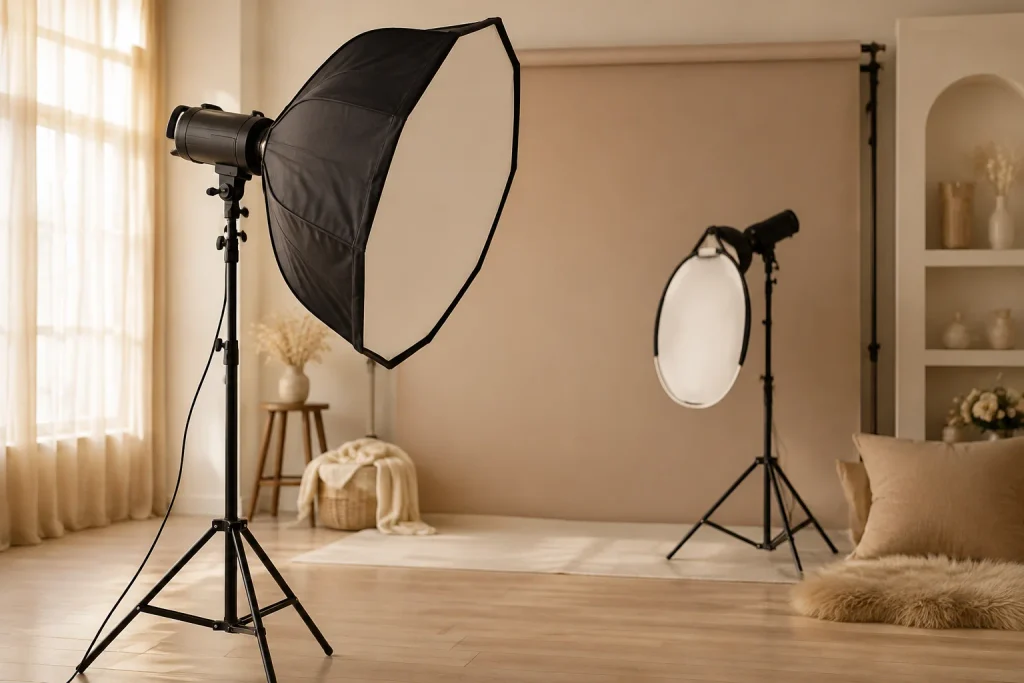 پشت صحنه نورپردازی حرفه‌ای در آتلیه چلیک